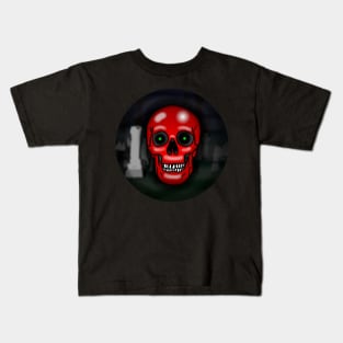 Skull, painful itchy rash red, with background Kids T-Shirt